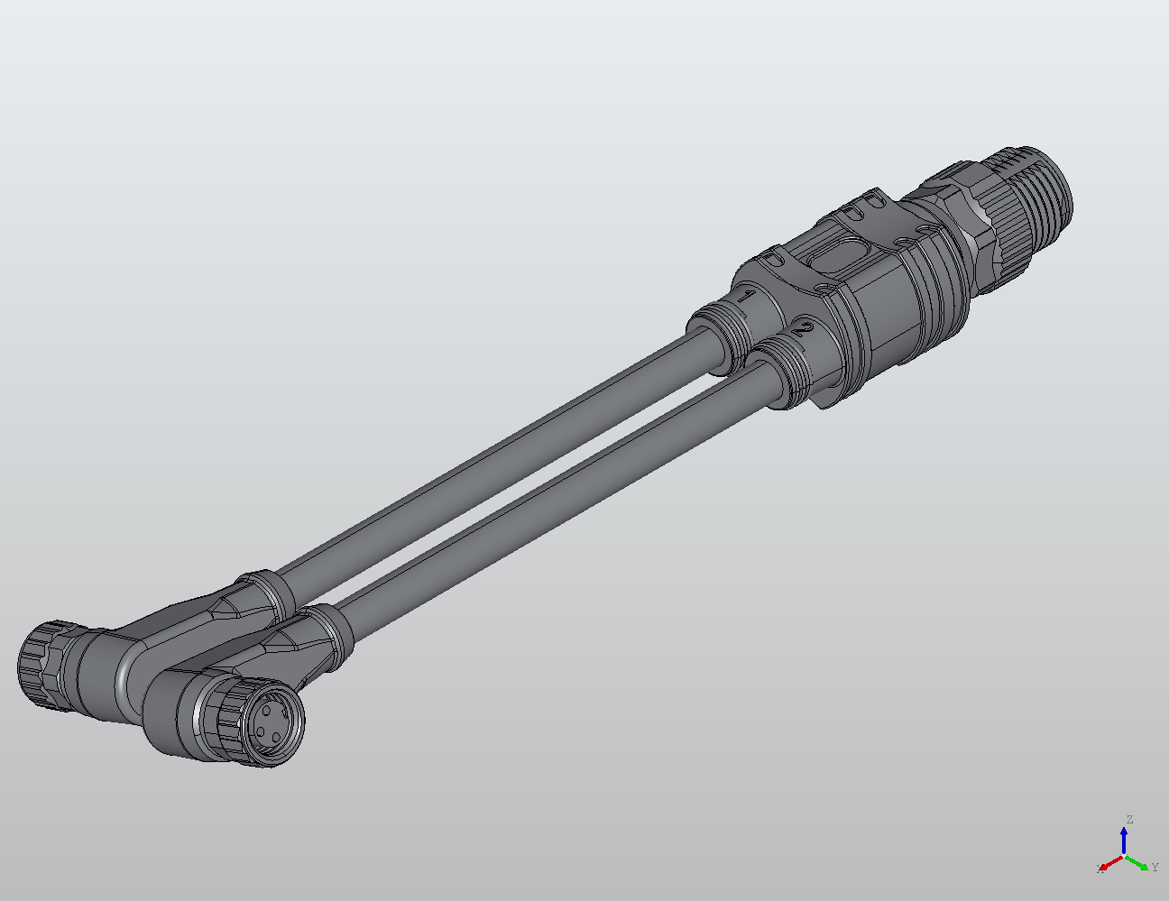 M12 Round Plug Connector M12-2M8 Connection Cable Y Distributor/90° Male/Female 940841 - Double-Ended Cable industrial connector