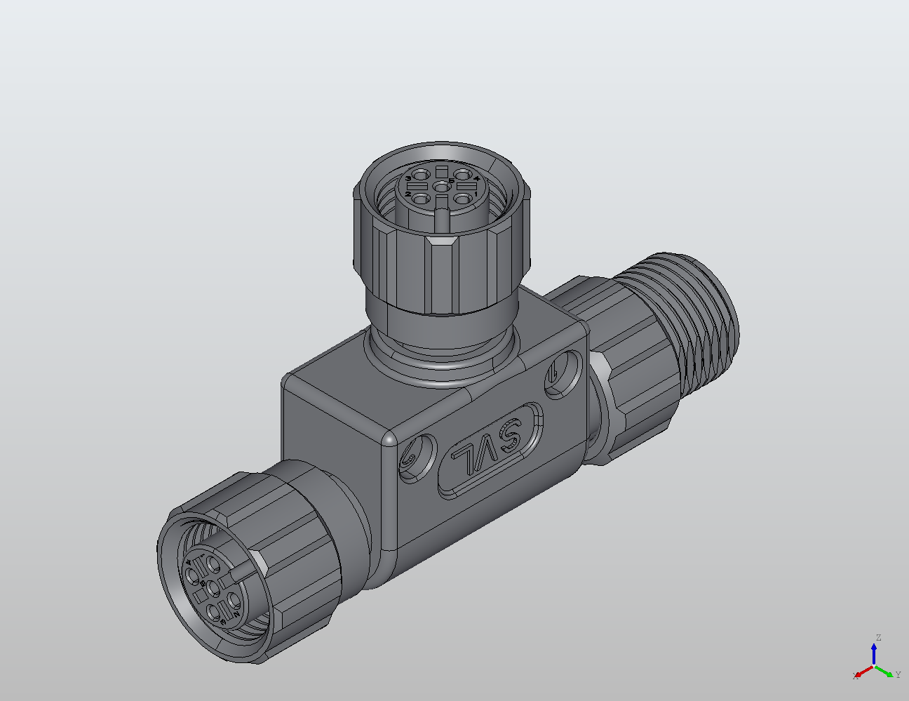 Y/T M12-2M12 T-Type Coupler Male to Female/Female 940061 - Couplers & Splitters industrial connector