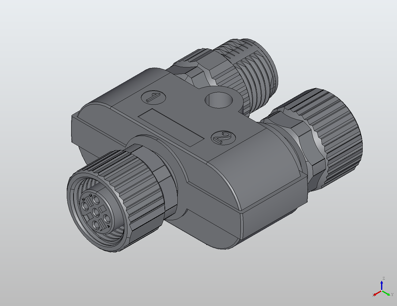 Y/T M12-2M12 Y-Type Coupler (Shielded) Female to Male/Female 947123 - Couplers & Splitters industrial connector
