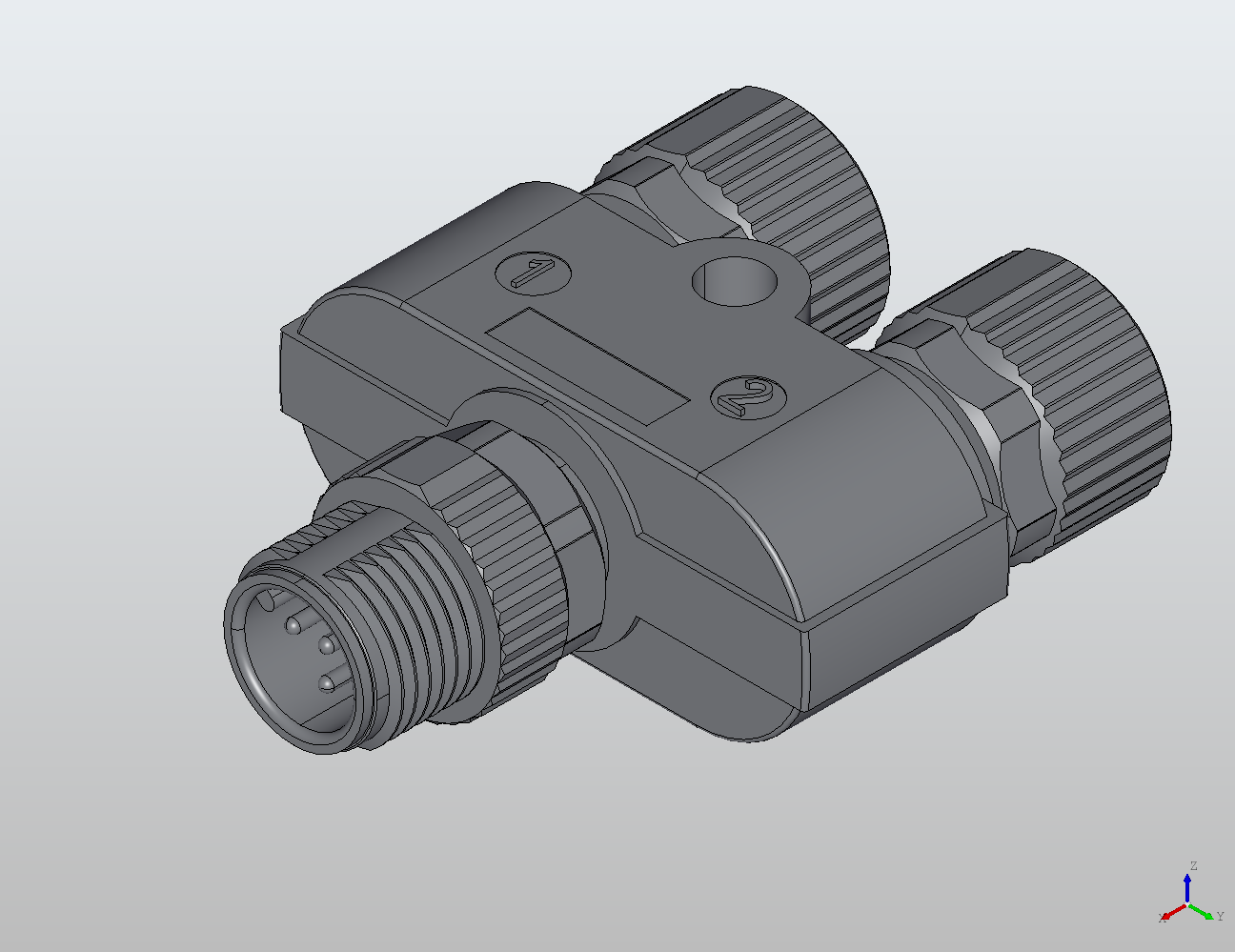 Y/T M12-2M12 Y-Type Coupler (Shielded) Male to Female/Female 947141 - Couplers & Splitters industrial connector