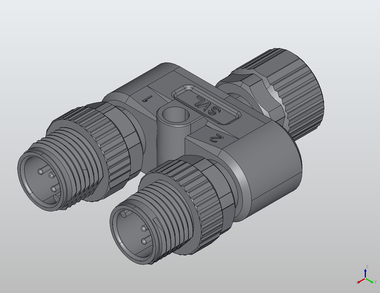 Y/T M12-2M12 Y-Type Coupler Female to Male/Male 941123 - Couplers & Splitters | MC-Element